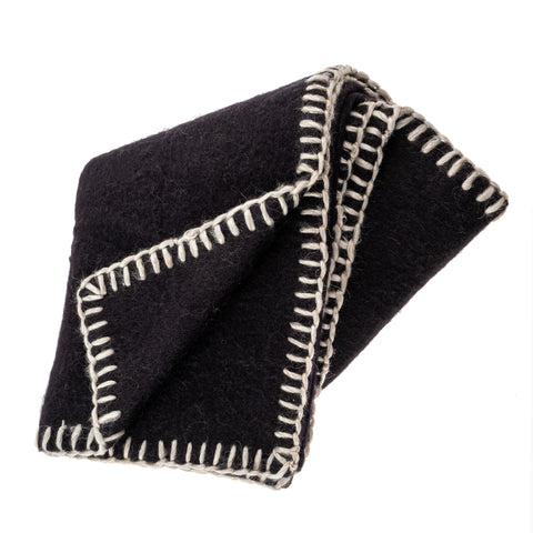 Blanket Stitch Mohair Throw, Black
