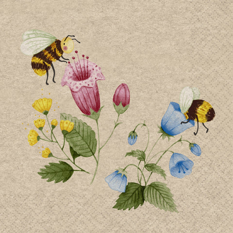Paper Lunch Napkins, Natural Bee Flowerful