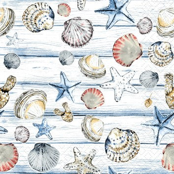 Paper Beverage Napkins, Beach Shells