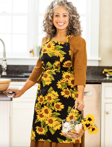 April Cornell Apron, Sunflower - Black