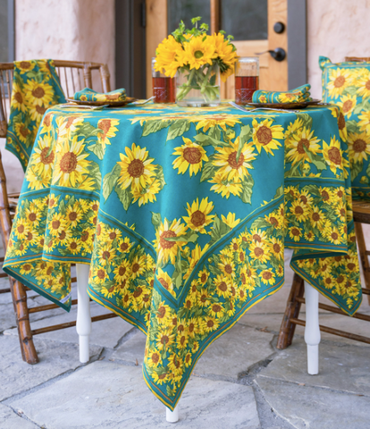 April Cornell Cafe Cloth, Sunflower - Teal