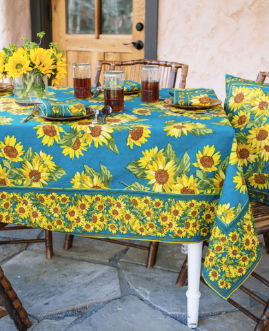 April Cornell Dining Cloth, Sunflower - Teal