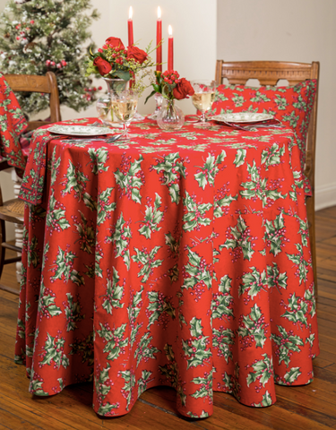 April Cornell Round Tablecloth, Holly Red