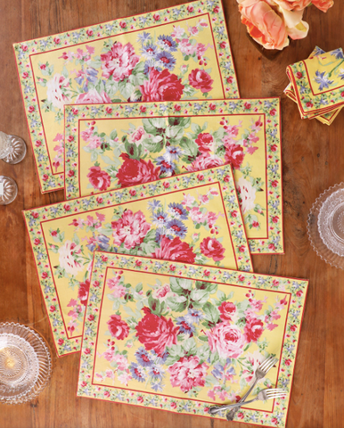 April Cornell Placemats, Cottage Rose - Yellow