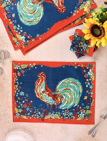 April Cornell Placemats, Rooster