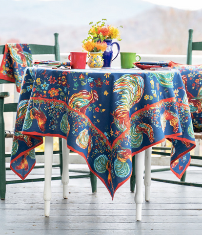 April Cornell Breakfast Cloth, Rooster - Navy