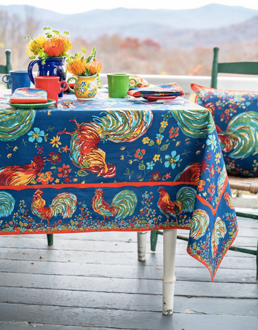 April Cornell Dining Cloth, Rooster - Navy