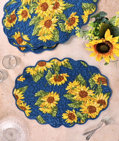 April Cornell Placemats, Sunflower Valley - Navy