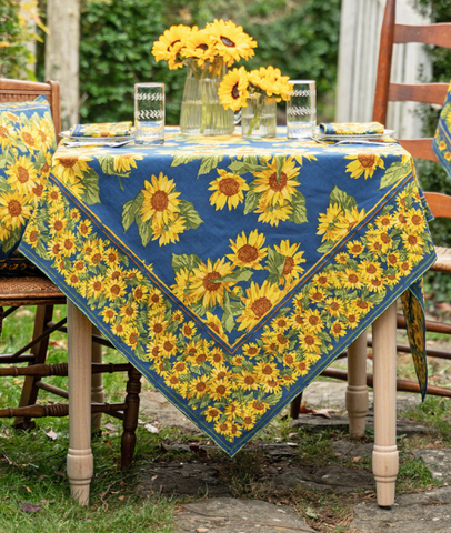 April Cornell Breakfast Cloth, Sunflower Valley - Navy