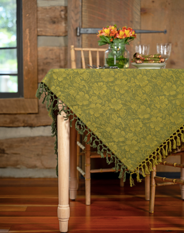 April Cornell Breakfast Cloth, Peony Jacquard - Olive