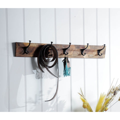 Wooden Herringbone Hook Rack