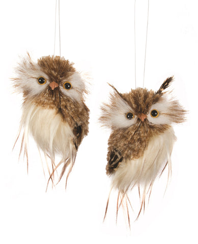 Fur Owl Ornament, Brown