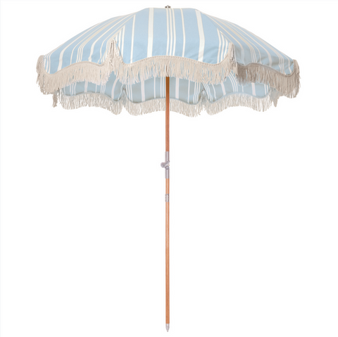 Premium Beach Umbrella, Vintage Blue Stripe