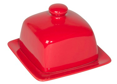 Square Butter Dish, Red
